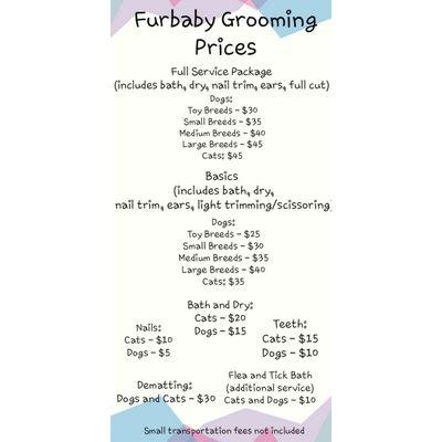 Grooming Prices