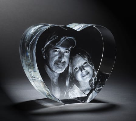 Family Portrait in Heart Crystal