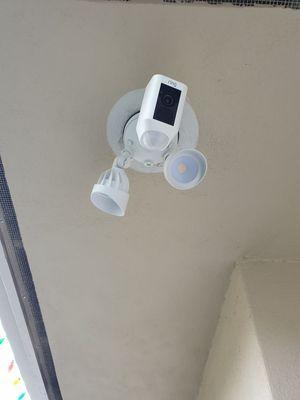 Ring Floodlight video camera installed.