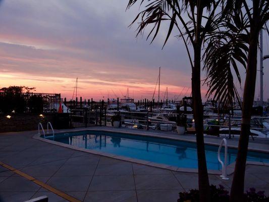 Sunset over the pool