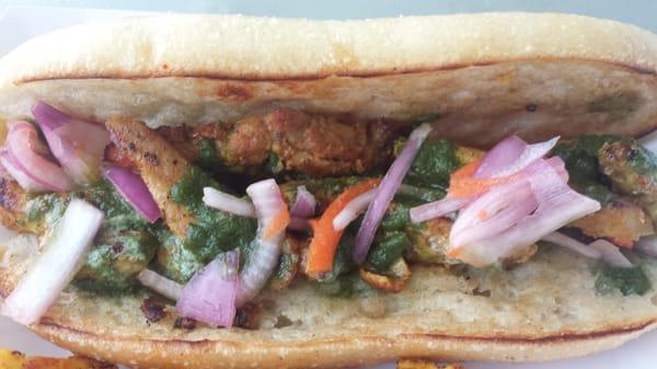 Chicken tikka served on a hoagie (because they were out of naan) - Delicious!