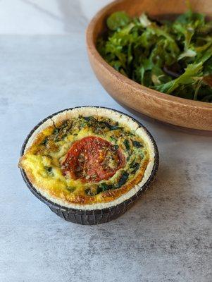 Gluten-Free Tomato Spinach Quiche and Green Salad