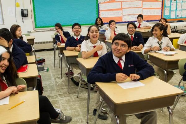 Students in uniform.