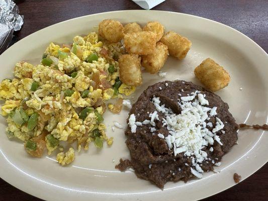 Scramble eggs and beans have a different and tasty flavor