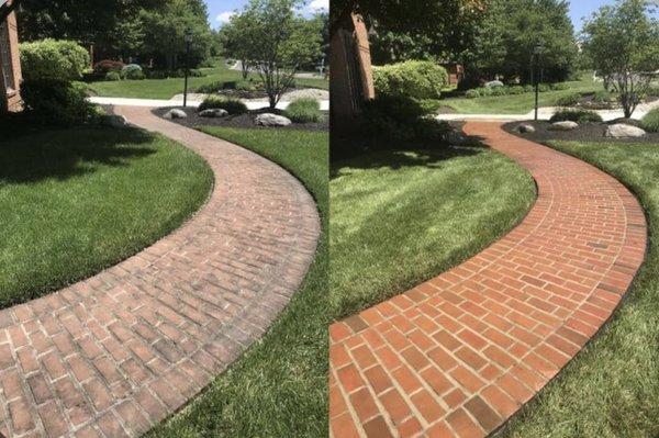 Before and after of a one of our customers walkway