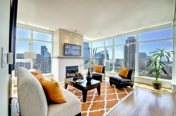 Professional Photo of our listing at The Grande South #2704 in Downtown San Diego.