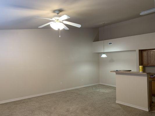 Large and spacious living room and kitchen area