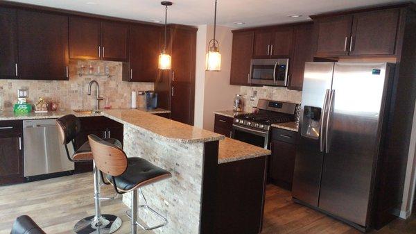 full kitchen remodel  took 2 weeks aprox cost $15000