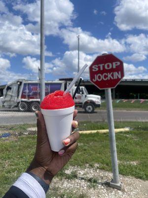 Strawberry cheesecake snowball