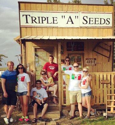 The whole family at the Triple "A" Seed Shack.