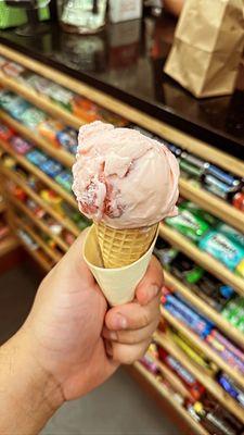 Strawberry ice cream cone