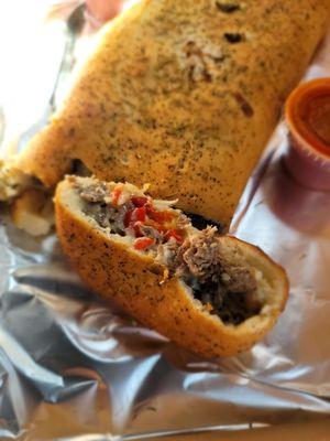 Cheesesteak Stromboli with peppers and onions 5/5