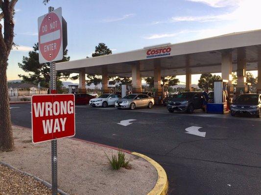 It's nice that traffic only goes in one direction at this Costco gas station. It spares a lot of chaos and confusion.