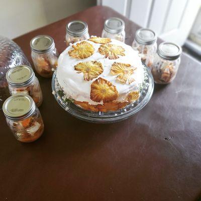 Pineapple and Cream with peach cobbler cheesecake jars