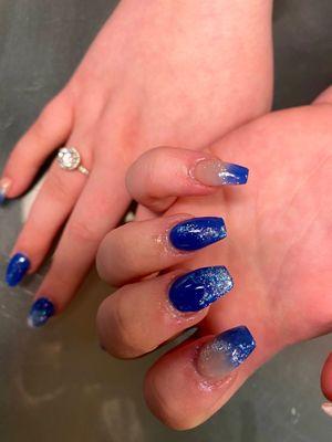 blue glitter nails