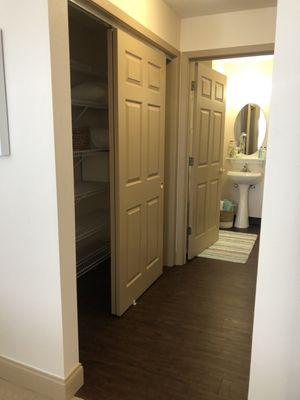 Independent living apartment, hall between bedroom and bathroom