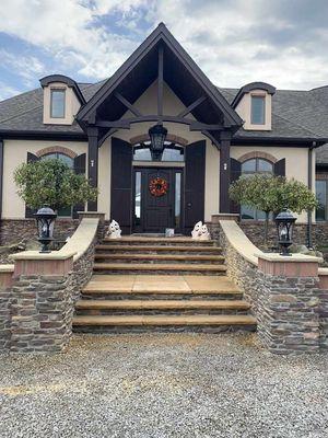 Custom cut sandstone entranceway