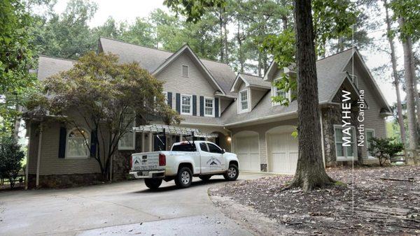 A quick photo on a Gutter Cleaning & Roof Cleaning job! This is a beautiful home in the Mayhew neighborhood located in Mooresville NC!