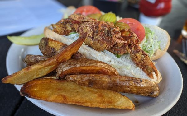 Soft Shell Crab PoBoy and potato wedges