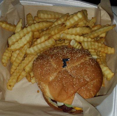 Deluxe burger and fries