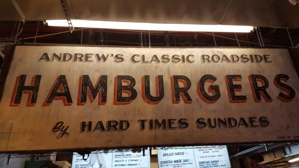 Andrew's Classic Roadside Hamburgers by Hard Times Sundaes at the DeKalb Market Hall ... one hell of a long name.