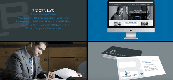 Full spectrum of work for Bigger Law by Fourthdoor Creative Group