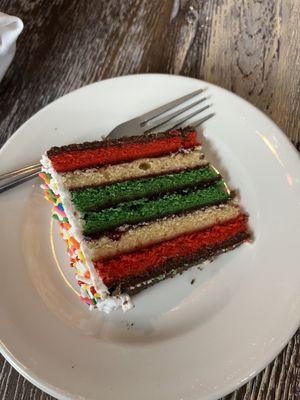 Rainbow cookie cake - yum!