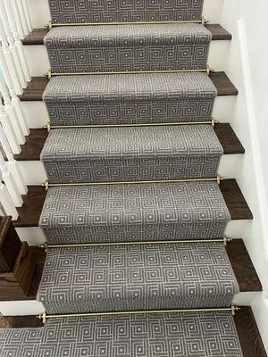 Stair runner with brass hardware