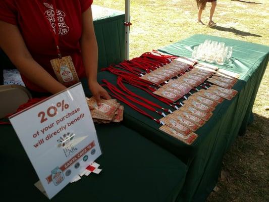 Tasting glasses set in the sun while the lanyard passes laid in the shade. We asked them to switch them.