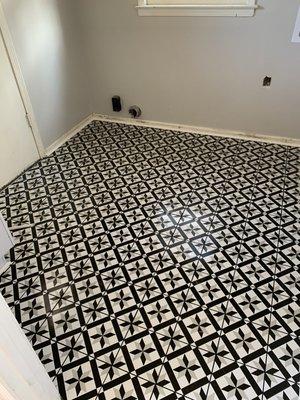 Laundry tile installation