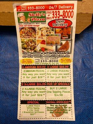 Their menu/coupons