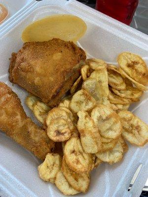 2 piece fried chicken combo with plantain