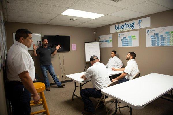 bluefrog Plumbing + Drain techs training and preparing for plumbing repair, installation, and maintenance calls in the North ...