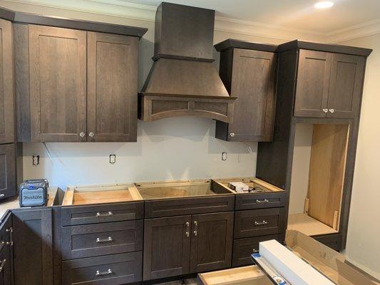 Cabinets and hood fan