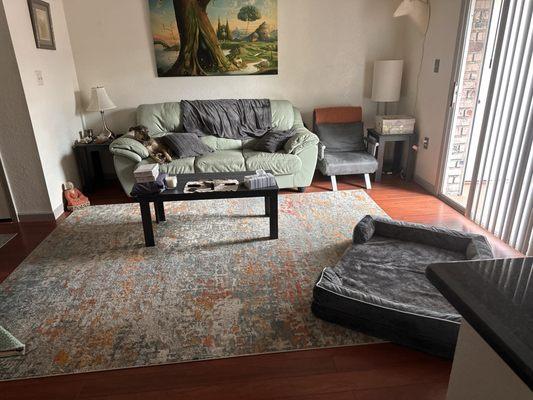 Charcoal grey living room table and side tables.