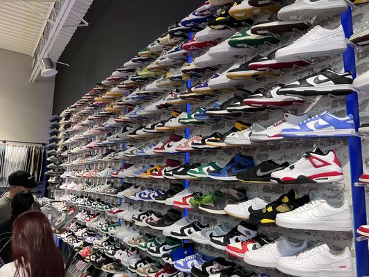 Wall of premium shoes