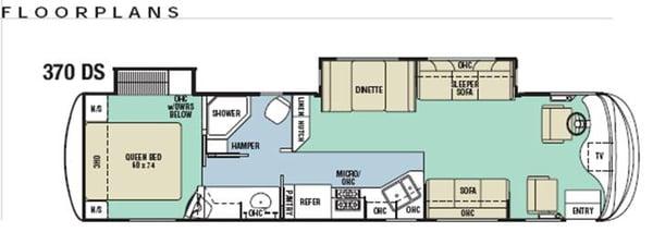 38Ft Class A Diesel Motorhomes Typical floorplan