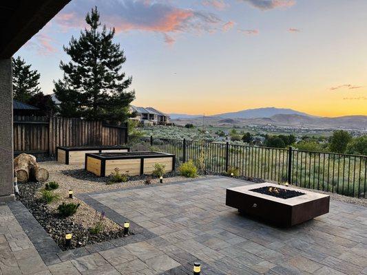 Fire place and planters