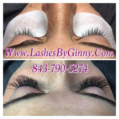 Russian volume eyelash extensions done by Ginny.