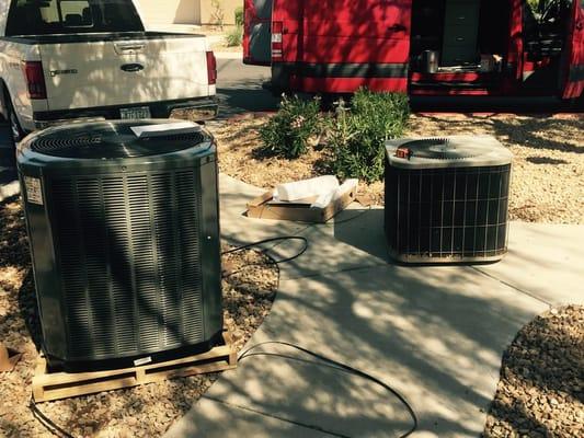 New HVAC condensers are larger and more efficient.