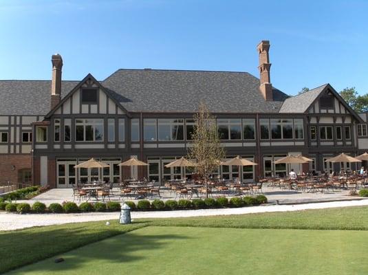 Back side view of the clubhouse from the golf course.