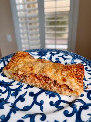 My 2-year-old son loves this BBQ chicken pie. ( it's half of the pie FYI)