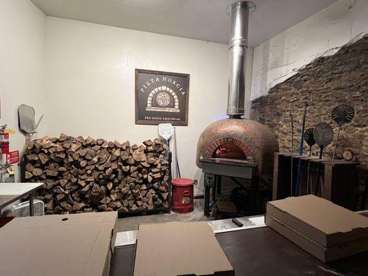 Pizza oven (in back of dining room)