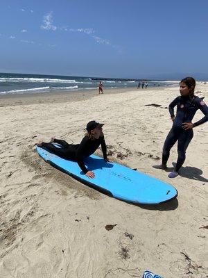 First few minutes on the beach getting instruction. Then to the water.