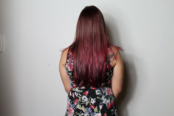 Auburn hair with red violet ombre