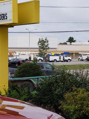 Here are some power trucks staging in the old Kmart parking lot staging to most likely travel down south