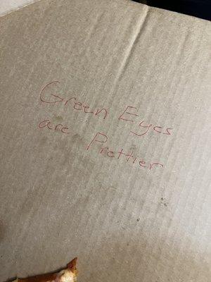 The note left by an employee inside the box