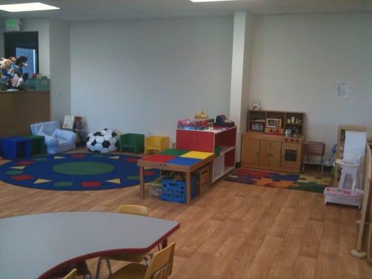 Preschool Area, looking into the Kitchen, and Circle Time Area!