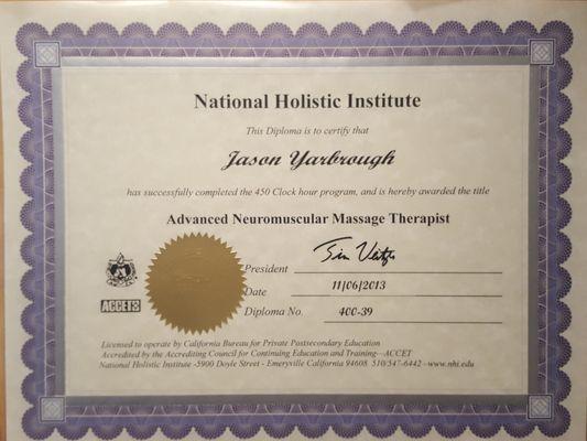 Advanced Neuromuscular Massage Therapist Cert - 450 class hrs