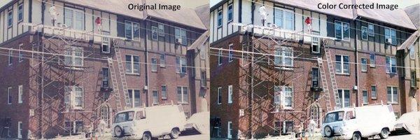 Color corrected image of the College Apts, home to some of the earliest Mayo Clinic residents, nurses and staff.